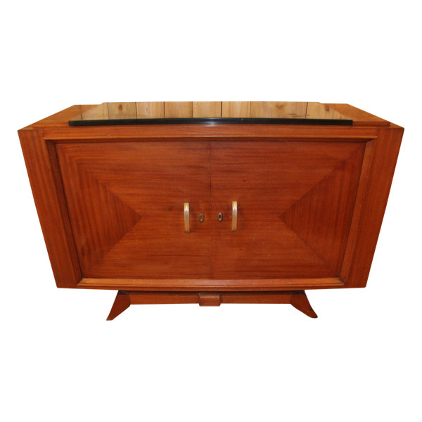 Art Deco Mahogany Buffet with Black Marble Top