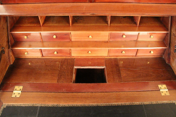Scriban Bookcase In Solid Mahogany, 18th Century, Louis XVI, Port Furniture