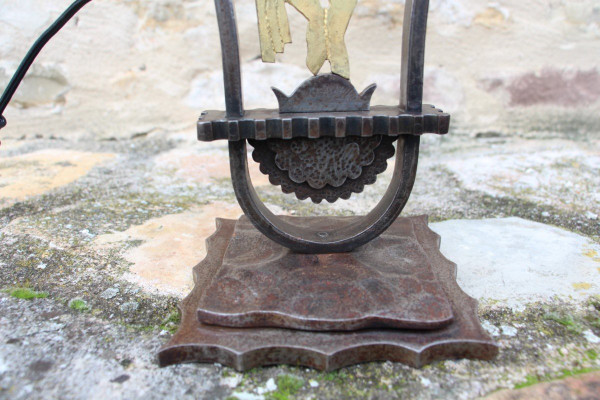 Lampe De Edgar Brandt En Fer Forgé Art Déco