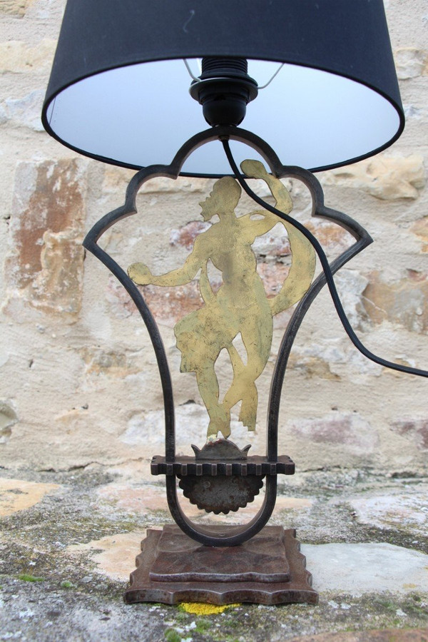 Lampe De Edgar Brandt En Fer Forgé Art Déco