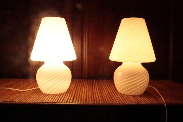 Pair Of Signed Murano Glass Lamps