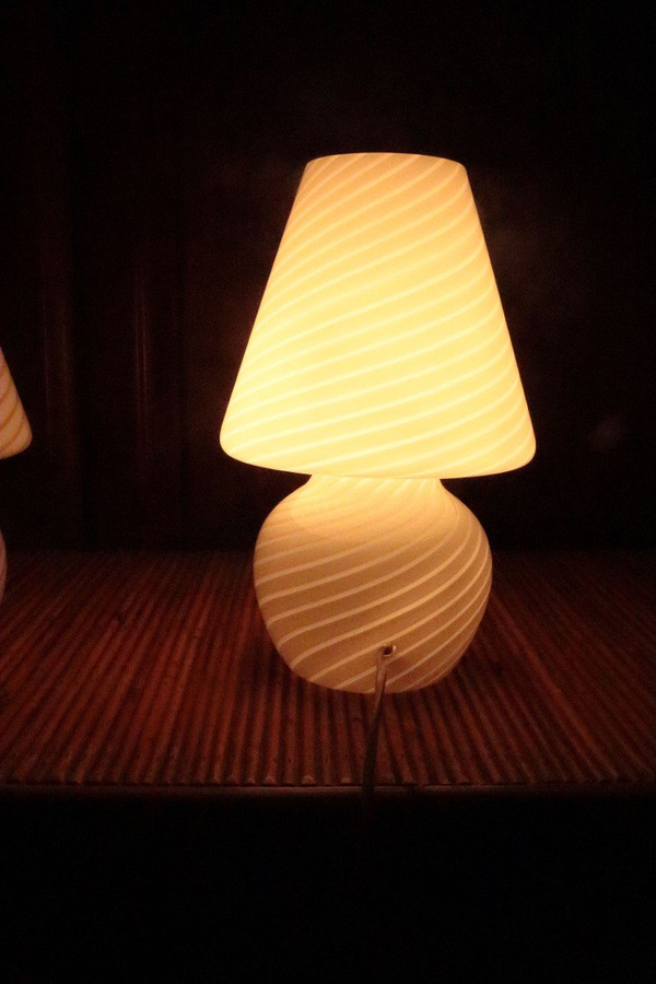 Pair Of Signed Murano Glass Lamps