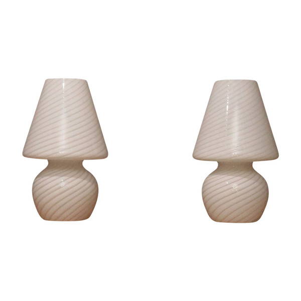Pair Of Signed Murano Glass Lamps