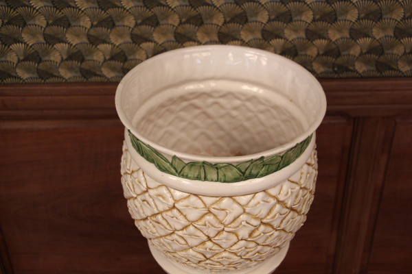 Colonne Avec Son Cache Pot En Faïence , Modèle Ananas