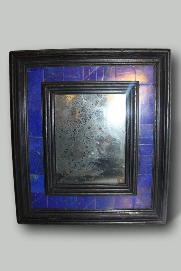 Petit Miroir En Bois Noirci En Lapis Lazuli