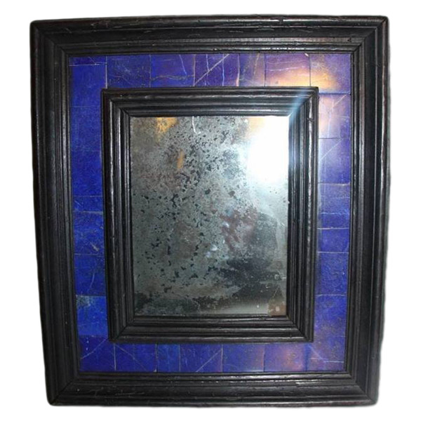 Petit Miroir En Bois Noirci En Lapis Lazuli