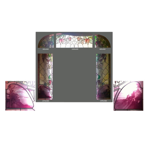 Triple Layer Acid Etched Stained Glass Set, Gruber