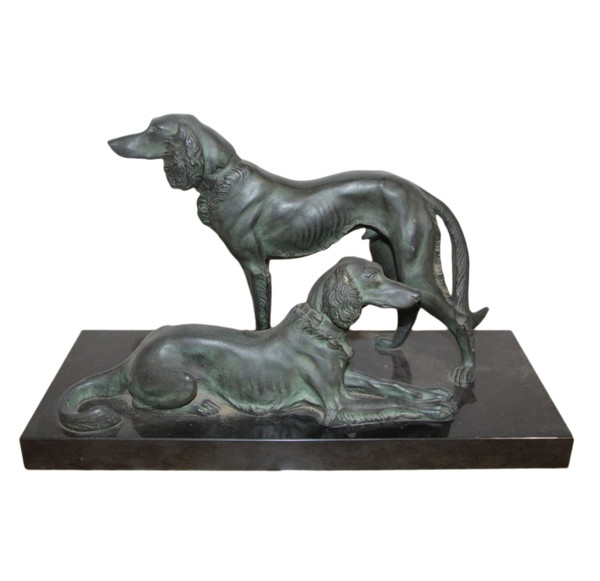 Bronzo con levrieri Art Déco 