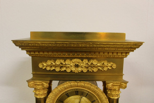 Portico Clock Debut XIX Eme In Gilt Bronze, Perfect Condition, Revised, 54cm