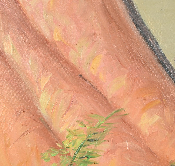Grande olio su tela "Bouquet de Pivoines" di P. Dolzan - 1930