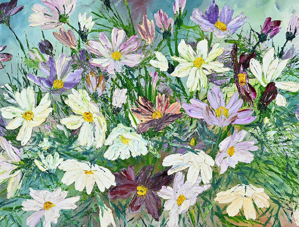 Öl auf Leinwand "Wilde Blumen" von I. Kitter Ferrus - Mitte 20.