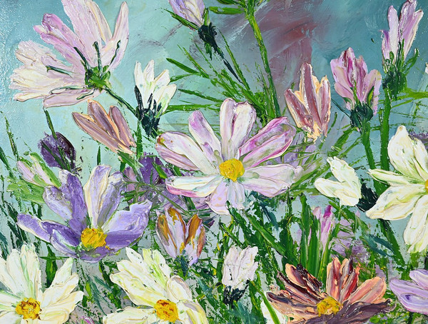 Öl auf Leinwand "Wilde Blumen" von I. Kitter Ferrus - Mitte 20.