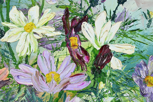 Öl auf Leinwand "Wilde Blumen" von I. Kitter Ferrus - Mitte 20.