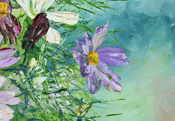 Öl auf Leinwand "Wilde Blumen" von I. Kitter Ferrus - Mitte 20.