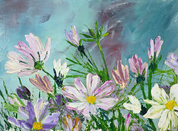 Öl auf Leinwand "Wilde Blumen" von I. Kitter Ferrus - Mitte 20.