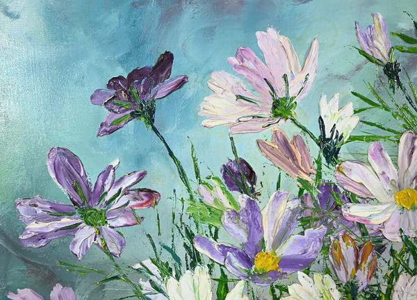 Öl auf Leinwand "Wilde Blumen" von I. Kitter Ferrus - Mitte 20.