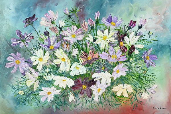 Öl auf Leinwand "Wilde Blumen" von I. Kitter Ferrus - Mitte 20.