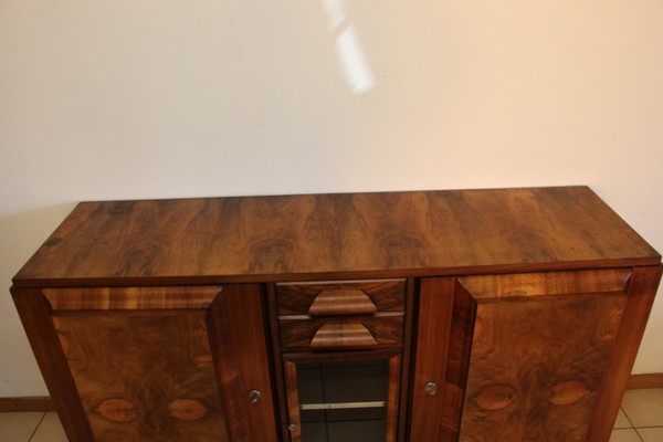 Credenza in radica di noce anni '50, timbrata