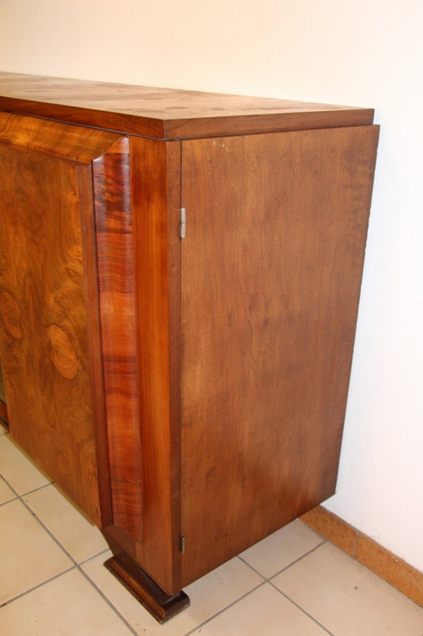 Credenza in radica di noce anni '50, timbrata