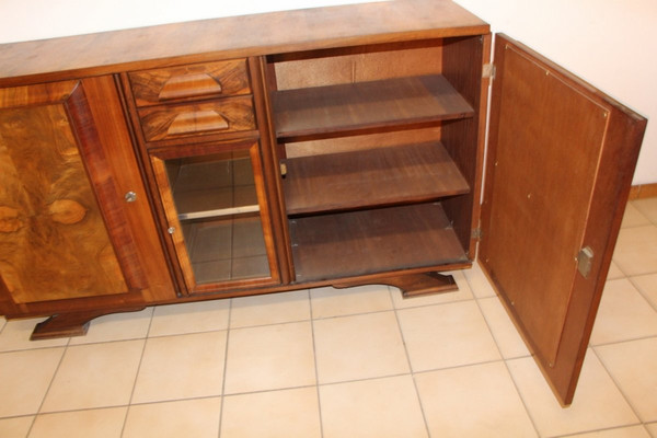Credenza in radica di noce anni '50, timbrata