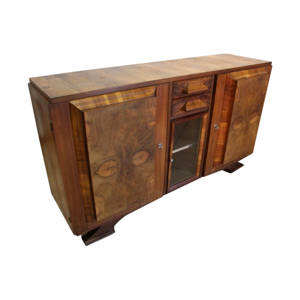 Credenza in radica di noce anni '50, timbrata