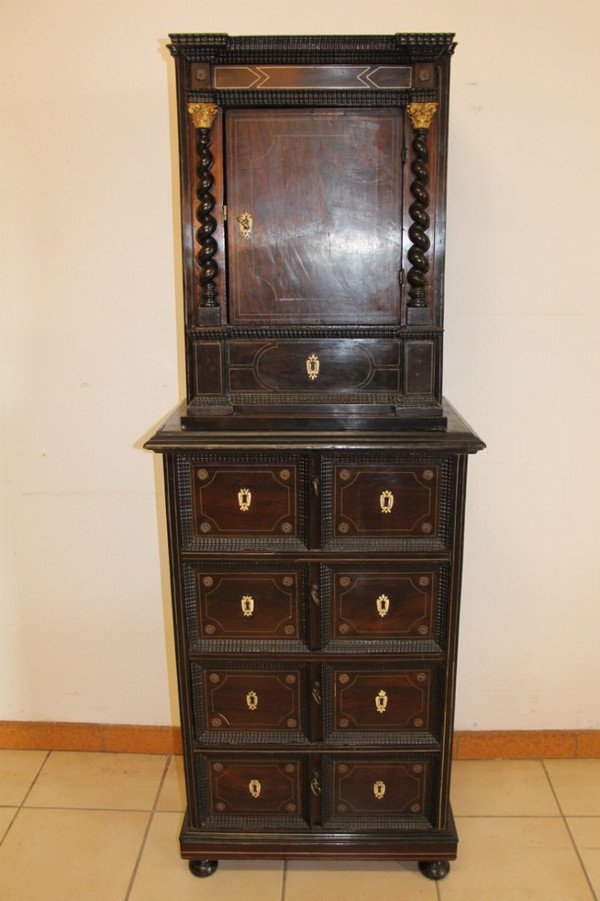 Cabinet XVIIeme En Palissandre Et Filet d'étain