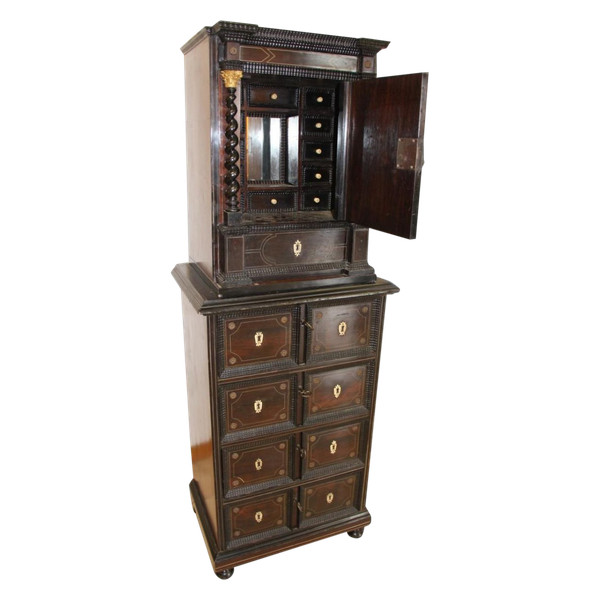 Cabinet XVIIeme En Palissandre Et Filet d'étain