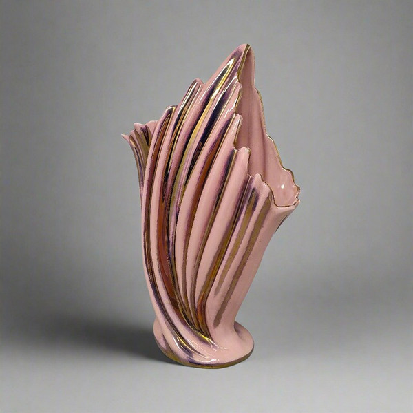 Étonnant vase rose et or des années 1960 par SICAS, édition limitée. Fabriqué en Italie