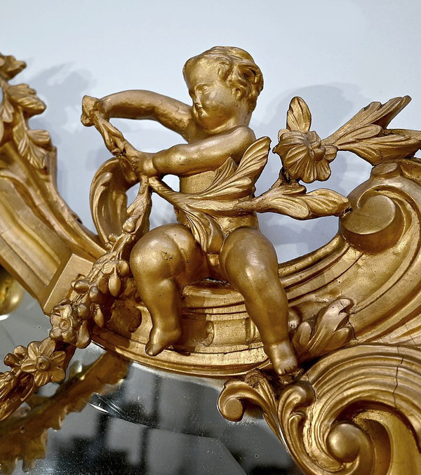 Grande specchio in stile Luigi XIV - Luigi XV, periodo Napoleone III - Metà del XIX secolo