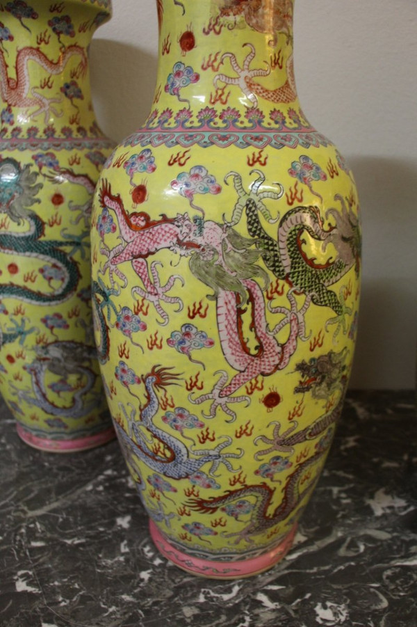 Suite Of Four Large Porcelain Vases , China Early XXth Century