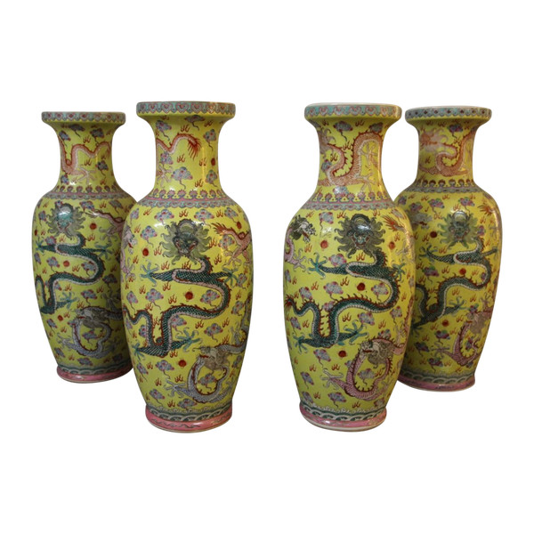 Suite Of Four Large Porcelain Vases , China Early XXth Century