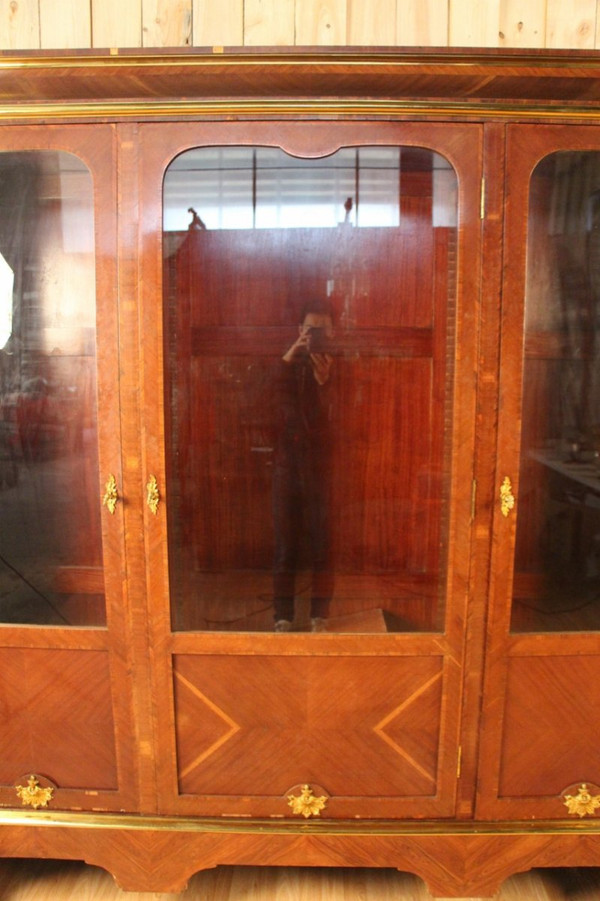 Grande libreria in bronzo dorato e impiallacciato, XIX secolo