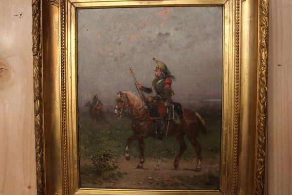 Olio su tela di Gustave Oudry "il drago a cavallo"