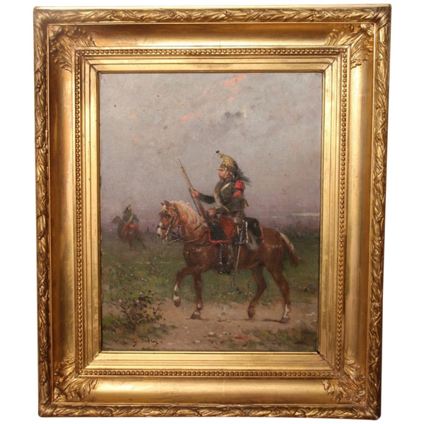 Olio su tela di Gustave Oudry "il drago a cavallo"