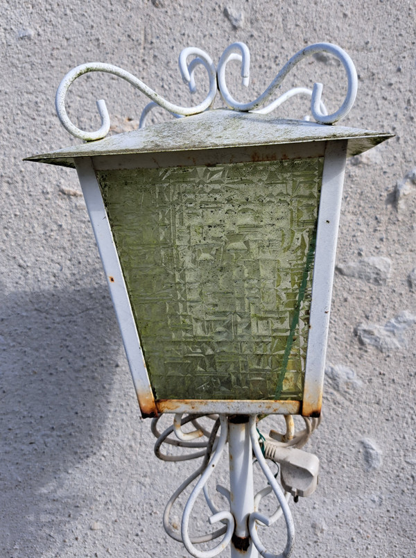 70's wrought iron floor lamp for outdoor garden furniture