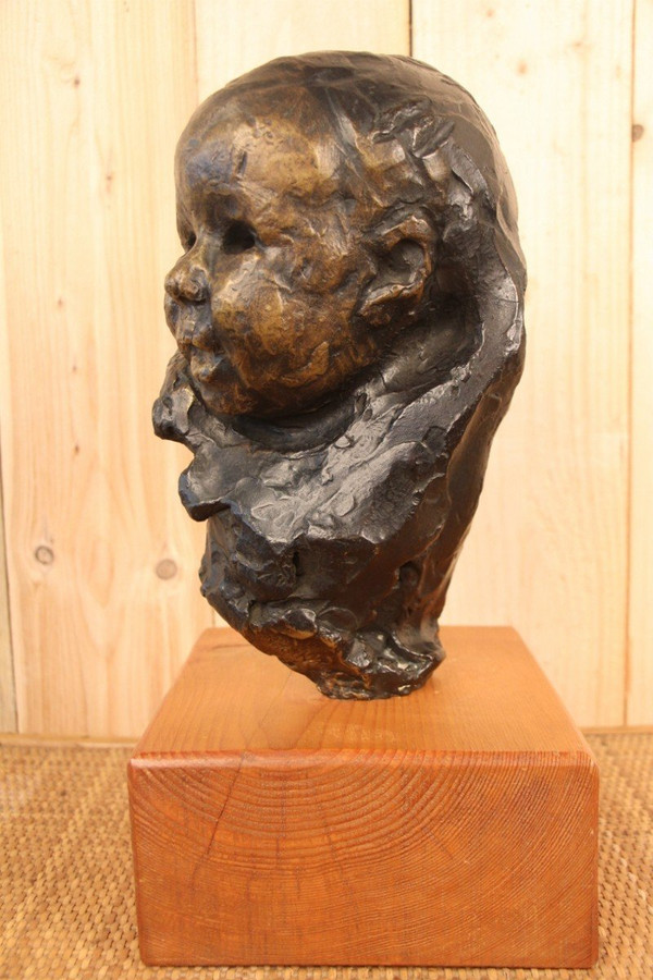 Victor Prouvé: Child's Head in Bronze, Old Jean Prouvé Collection, published in 8 copies