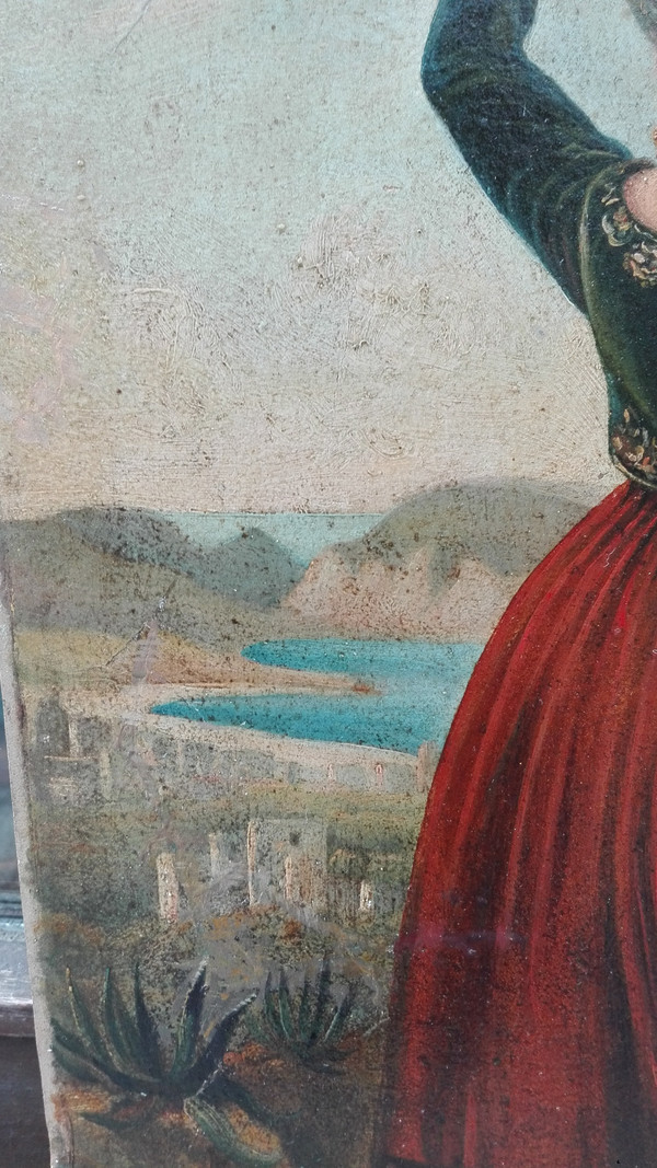 Femme Chypriote  XIXe siècle huile sur papier vue du site Kyriana