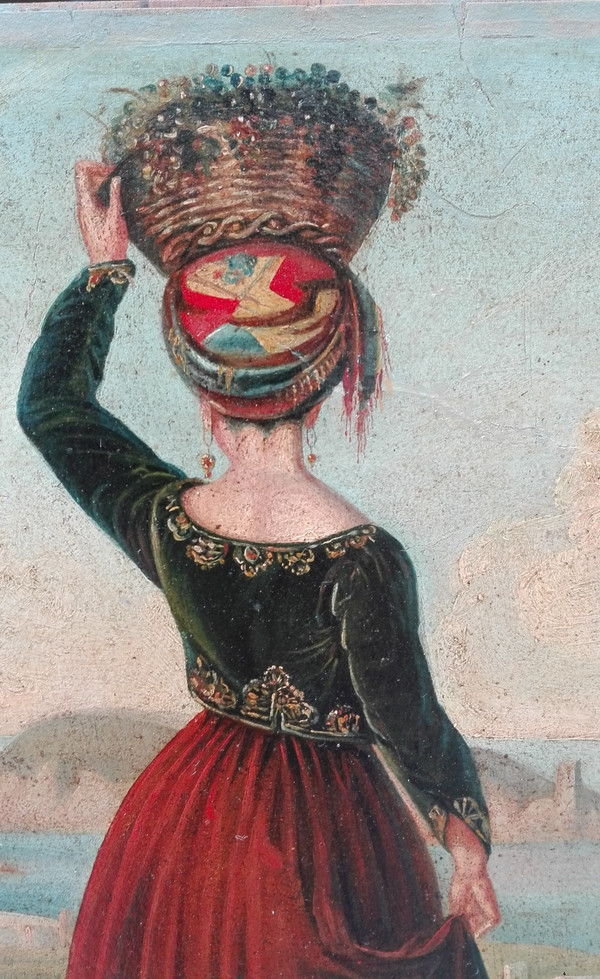 Femme Chypriote  XIXe siècle huile sur papier vue du site Kyriana