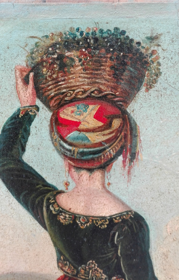 Femme Chypriote  XIXe siècle huile sur papier vue du site Kyriana