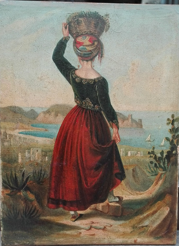 Femme Chypriote  XIXe siècle huile sur papier vue du site Kyriana