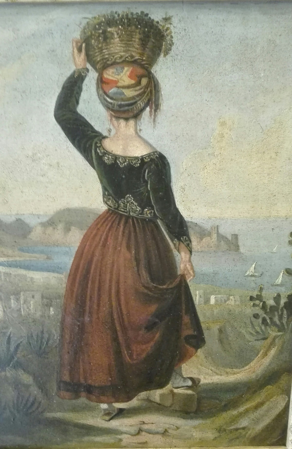 Femme Chypriote  XIXe siècle huile sur papier vue du site Kyriana