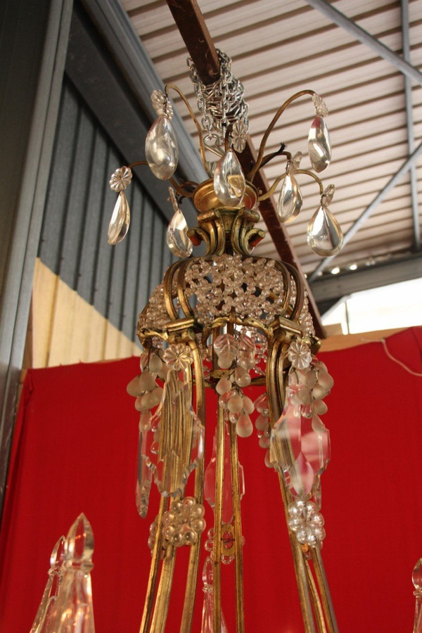 Large 19th Century Bronze and Crystal Chandelier with 10 Lights, 140 cm High