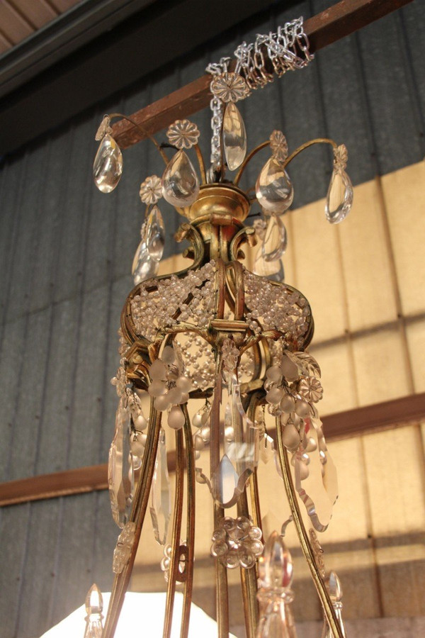 Large 19th Century Bronze and Crystal Chandelier with 10 Lights, 140 cm High