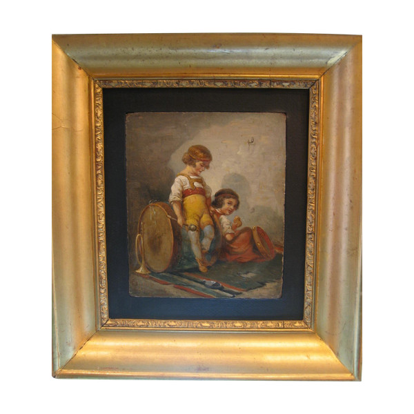  E. Schmitz van Dusseldorf , oil on panel the child musicians 19th century