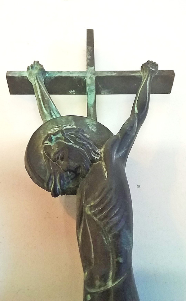 Christ on cross in bronze early 20th century