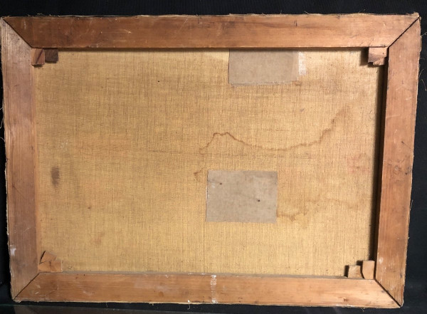 Großes Ölgemälde auf Leinwand Zirkus und Jahrmarkt in der Nähe des Meeres signiert Sorot 52 (?)