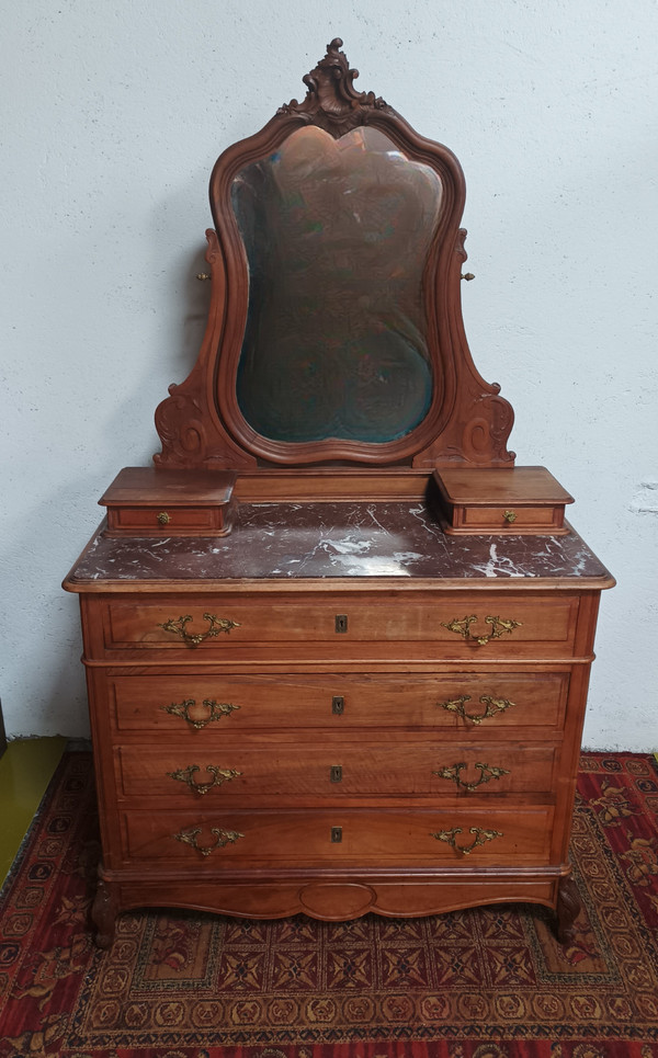 Frisierkommode Louis XV aus Nussbaumholz