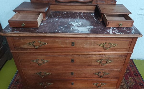 Frisierkommode Louis XV aus Nussbaumholz
