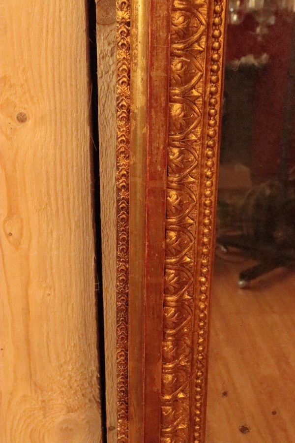 Grande specchio dorato del XIX secolo in stile Napoleone III alto 217 cm