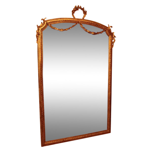 Grande specchio dorato del XIX secolo in stile Napoleone III alto 217 cm